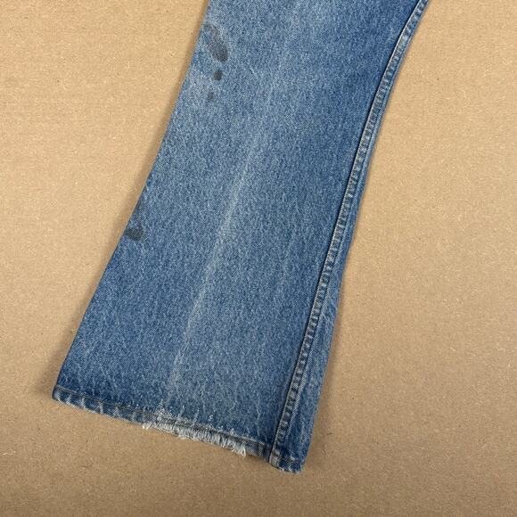 Vintage 70s Levi’s Bell Bottom Jeans Talon Orange Tab Patched Distressed 34x29 - Picture 2 of 10